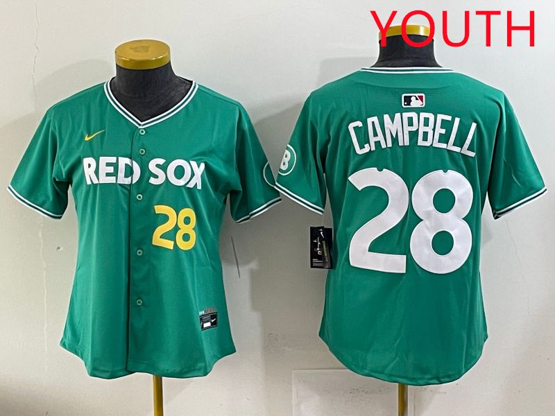 Youth 2025 Boston Red Sox #28 Campbell Dark Green Joint Name Nike MLB Jersey style 5